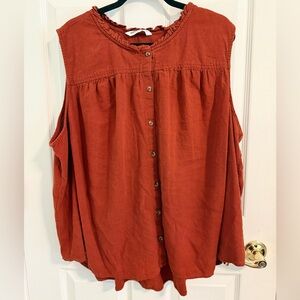 Sonoma Orange Sleeveless Ruffled Blouse